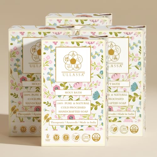 Image of Skin Brightening Aromatherapy Soap | Rice Extract & Zeolite Clay with Basil & Geranium | For Pigmentation, Dark Spots & Acne | Natural Bath Bar for Women & Men | SLS Paraben Free (Pack of 4)