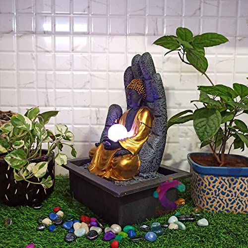 Image of Craftisana Decorative Water Fountain for Home Decor, Office, Indoor & Outdoor, Garden, Puja Room, Vaastu, Reception, Spa, Gifting. (Black Hand Buddha), Polystone
