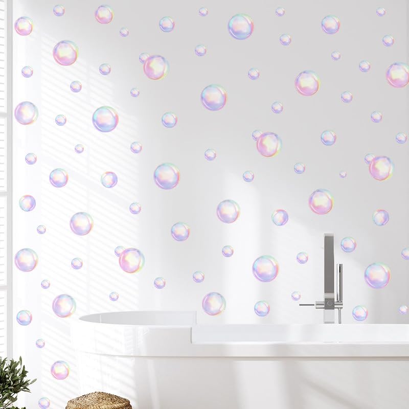 Wall Stickers Watercolor Bubble 8 Sheets Decor Wallpaper,Ocean Theme Art Design Wall Decals for Adults for Decoration Bedroom,Kitchen,Living Room Bathroom,Glass Doors Windows