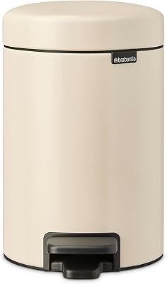 Brabantia Poubelle NewIcon, 1 Seau amovible, Soft Beige, 3L | Poubelle à pédale pour Salle de bain, Fermeture douce, Seau ...