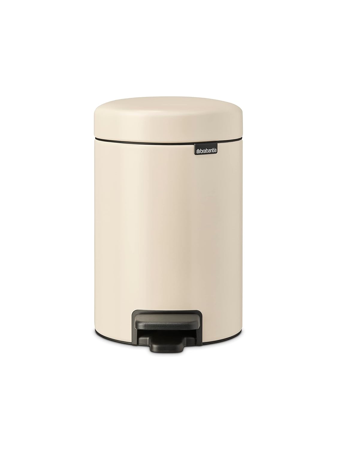 Brabantia - NewIcon 3L Pedal Bin - Small Bathroom Bin - Soft-Close Lid - Lightweight Pedal - Removable Inner Bucket - Non-Slip - Soft Beige - 17 x 24 x 27 cm