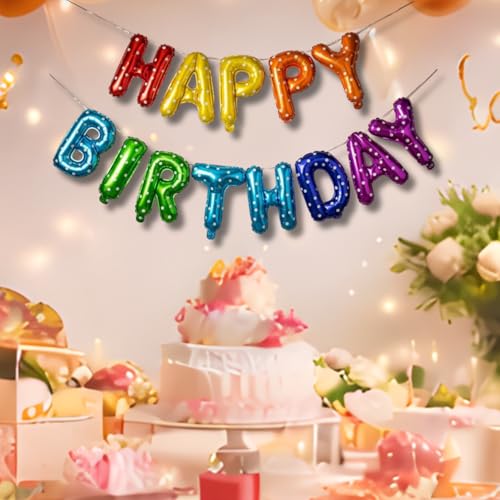 Image of KITTER Happy Birthday Letters Foil Balloon Set for Decoration | Multicolour Happy Birth Day Balloons Banner Set for Boys, Girls, Adults | Colorful Birthday Letters Foil Banner Balloons