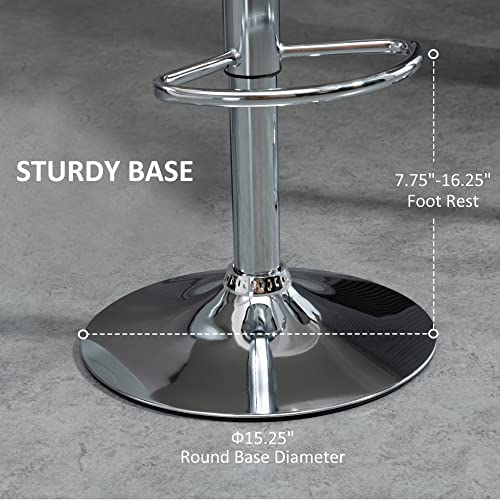 Homcom Adjustable Bar Stools Set Of 2, Modern Swivel Barstool With Footrest, Stainless Steel Round Top For Kitchen And Dining Room, Silver #TOP6