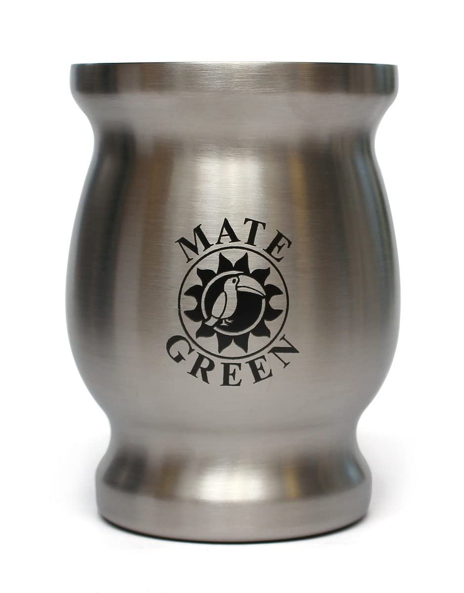 Yerba Mate-Tee Set per due tazze termomate in acciaio inox nero e argento | Bombilla Stohhalm per tè | Set di tazze da tè Mate, facile da pulire e molto resistente