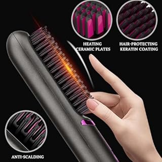 YipuVR Go Brush Pro, Portable Hair Straighteners, 2 in 1 Heated Hair Brush, 30s Fast Heating Cordless Hair Straighteners, 3 Adjustable Temperature, Anti Scald for All Hair Types