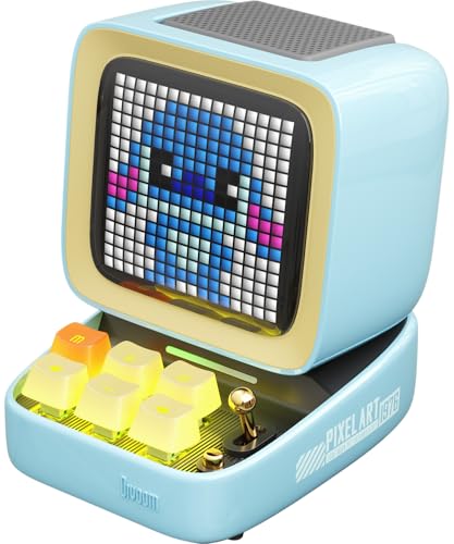 Divoom Ditoo-Pro 可愛いスピーカー Bluetooth/PC対応 15W 強化された低音 RGB青軸キーボード Pixel art ドット絵カスタマイズ 専用アプリ 最大12時間再生 光沢塗装 多機能 ギフト仕様 2026年第5世代 メーカー保証3年（ブルー）