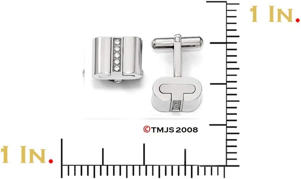 Brushed Stainless Steel CZ Square Cuff Links