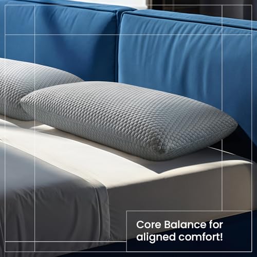 Image of Duroflex Core Balance Orthopedic Memory Foam Pillow, Medium-Firm, 4 Inch Height | Cooling Ice Dough Technology | Arctic Ice Fabric | Neck Pain Relief | (24 x 16 Inch, White) | 1 Year Warranty