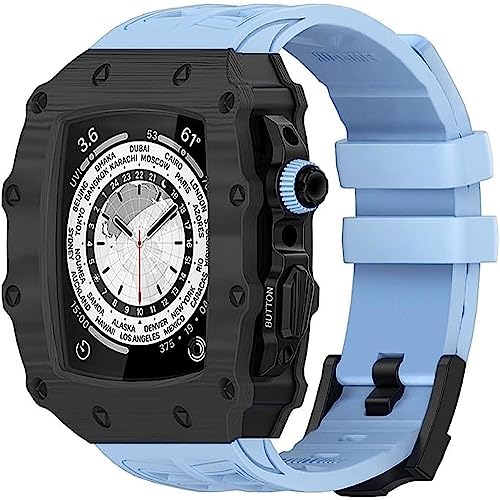 Boîtier carbone pour Apple Watch 45mm | Protection luxe et bracelet silicone style RM