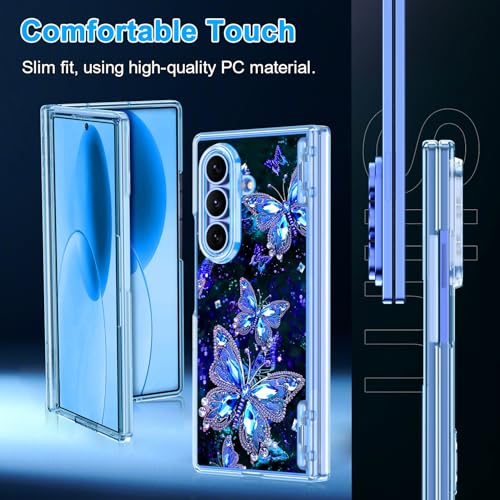 Hekodonk for Galaxy Z Fold 7 Case,[Compatible with MagSafe][Glow in The Dark][Front Screen Protector][Stand][Hinge Protection],Slim Fit for Women Girls for Samsung Galaxy Z Fold 7,Blue by Hekodonk - Used condition - Image 7