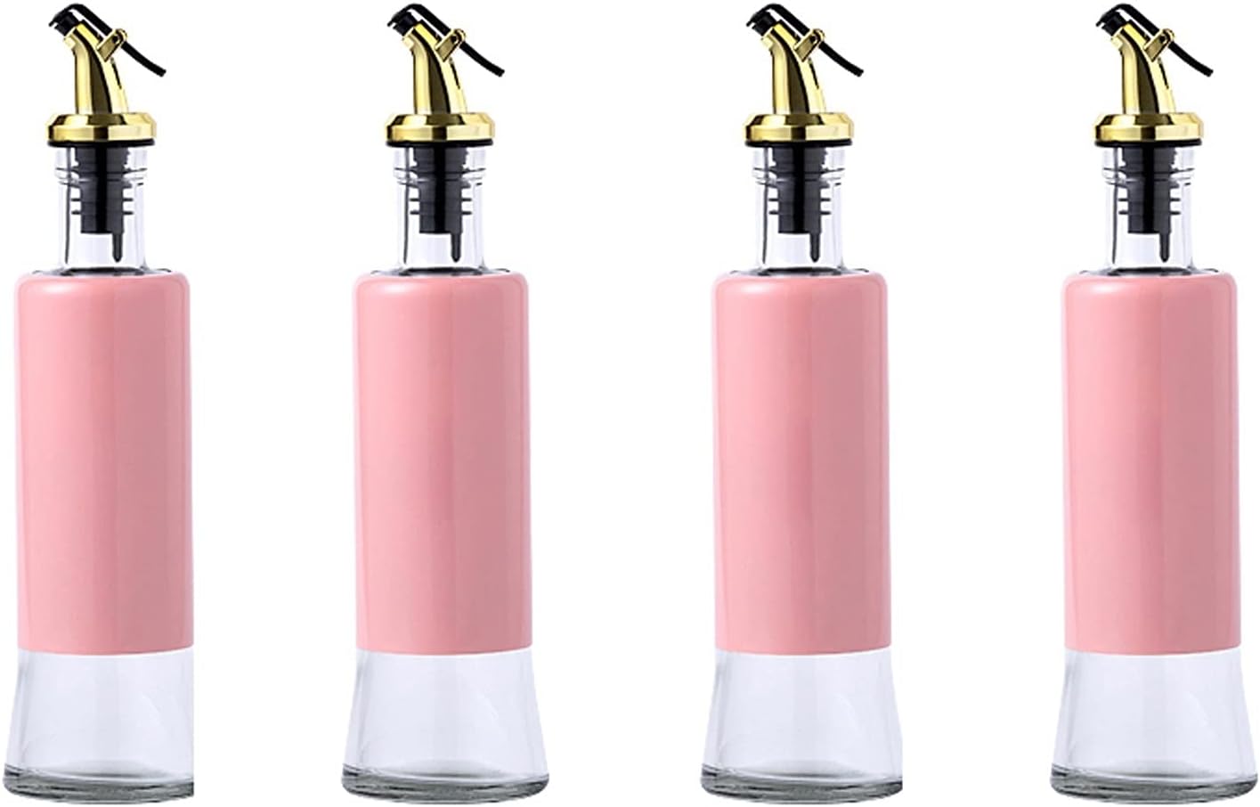 Oil Spray Bottle Pink Glass Oil Vinegar Dispenser Bottle Household Seasoning Press Open Lid Light Luxury Kitchen Oiler（10.1 Oz）(B)
