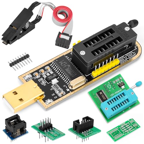EEPROM BIOS USB Programmer Kit CH341A Programmer +1.8V Adapter & SOIC8 Clip & SOP8 to DIP8 Adapter for 24 25 Series Flash