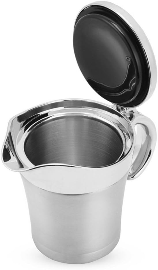 Wispun 304 Stainless Steel Gravy Boat,Steak Sauce Pot,Double Wall Insulated Gravy Bucket, Sauce Jug Kitchen Accessory 16oz