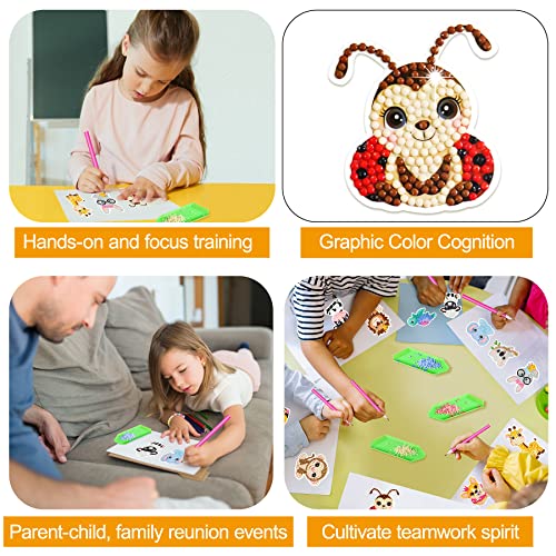 Jm House 5D Diamond Painting Stickers Kits For Kids, 12Pcs Animals Gem Diamond Art For Kids,Diy Mosaic Stickers With Dots, Arts And Crafts Best Tween Gifts For Boys And Girls Age 4-6,6-8,8-10 #TOP4