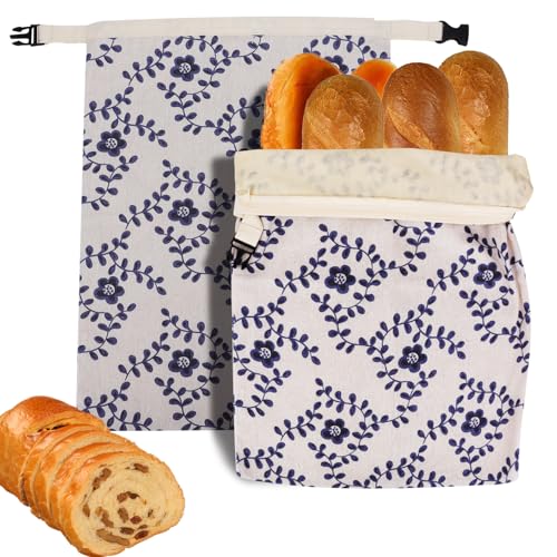 2 Packs Reusable Beeswax Bread Bags For Homemade Sourdough Bread, Line & Beeswax Bag to Keep Fresh - Extra Large and Easy to Clean Cotton Storage Bag