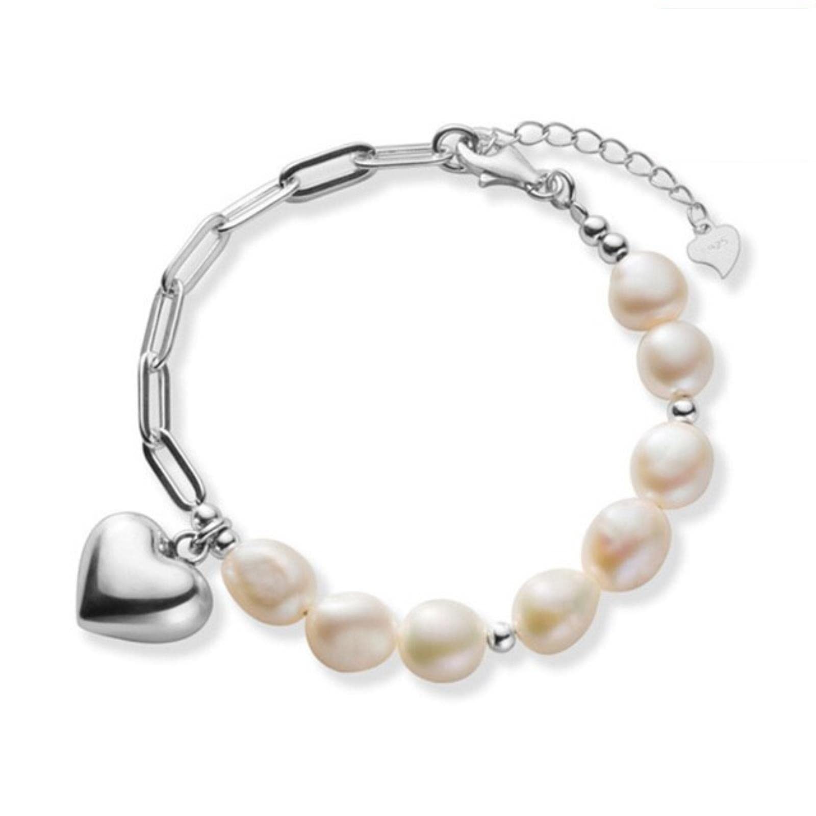 Collar con Colgante de corazón de Perla barroca de Plata de Ley 925 para Mujer, joyería S925 para Boda y cumpleaños