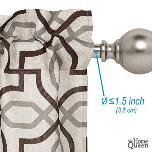 Home Queen Wave Print Curtain Valance Window Treatment For Living Room, Rod Pocket Wave Drape Valance, Set Of 1, 54 X 18 Inch, Brown #TOP2