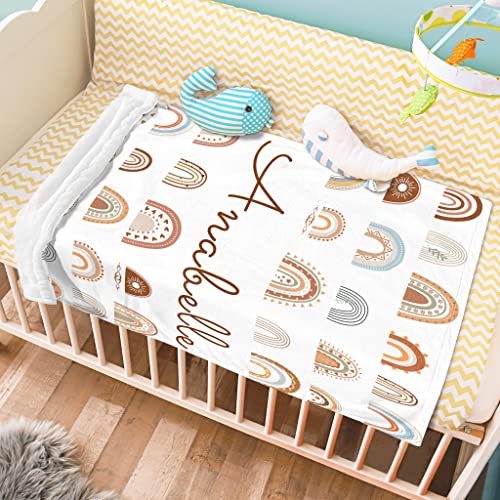Youltar Personalized Baby Blanket With Rainbow Pattern Baby Girl Name Custom Baby Blanket Soft And Comfortable Custom Blanket For Baby Girls Newbornses Sentials, Kids #TOP1