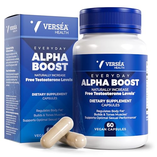 Versa Alpha Boost Natural Free Testosterone Support Energy Stamina Endurance & Vitality for Men & Women Multivitamin for Healthy Aging & Performance & Utilizes VESIsorb (60 Ct)
