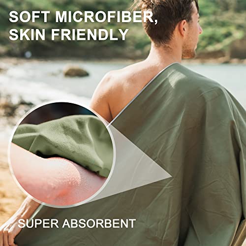 4Monster 3 Size Microfiber Camping Towels At 1 Pack,Fast Drying Beach Travel Towel Ultra Compact,Ultra Soft Gym Towel For Beach Hiking Yoga Travel Sports Backpacking Trip And Pool (Army Green) #TOP3