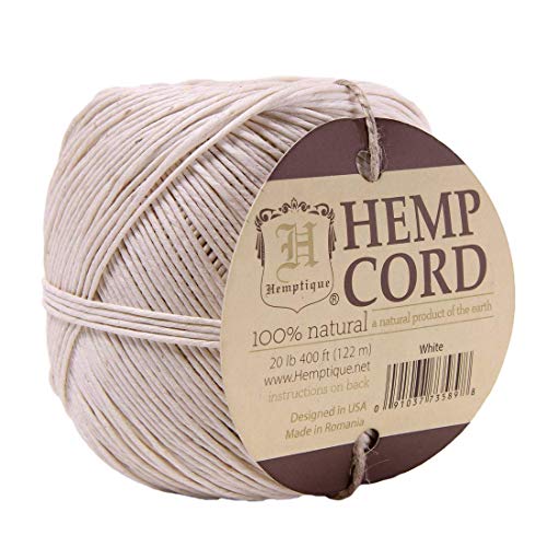 Cuerda de cáñamo Hemptique blanco premium e hilo natural de 1mm 2