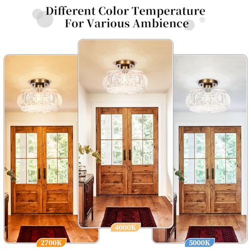 Image of 11 Inch Globe Glass Semi Flush Mount Ceiling Light Fixture