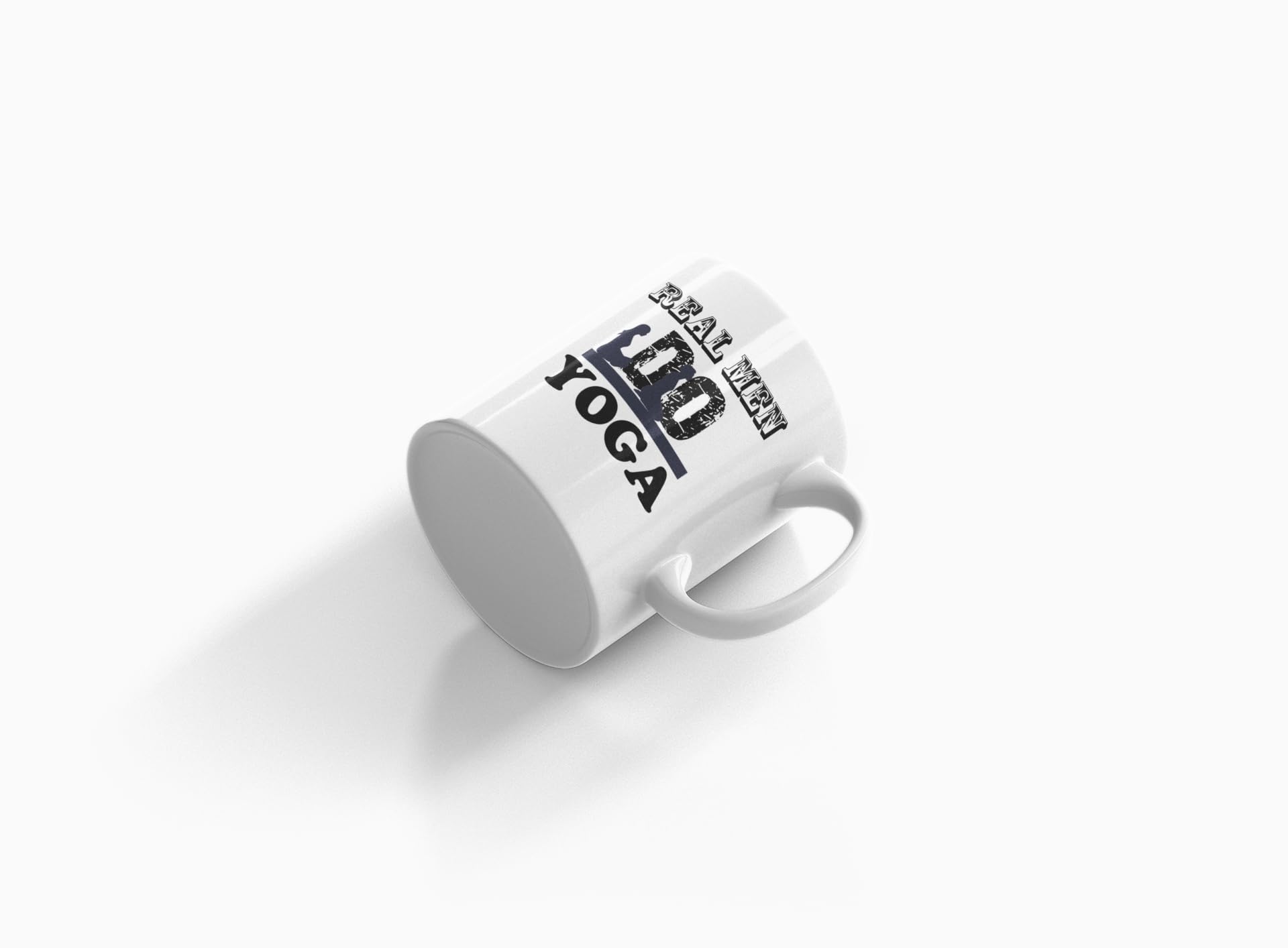 Yellow Orrange Real Men Do Yoga Printed Ceramic Coffee Mug 250 Ml 2