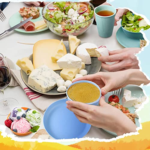 54 Pcs Wheat Straw Dinnerware Sets Unbreakable Dish Set For 18 Microwave Dishwasher Safe Reusable Wheat Straw Plate Cup And Bowl Set Lightweight Plastic Dishes For Kitchen, Camping, Picnic, Rv, Dorm #TOP6