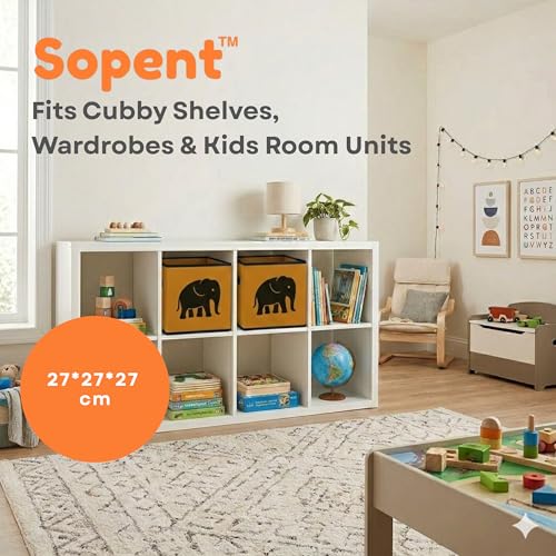 Image of Sopent Toy Storage Box & Kids Organiser - Foldable Fabric Toys Organizer for Kids Room, Kids Storage Basket, Toys Box Storage for Kids (10.6 Inch)