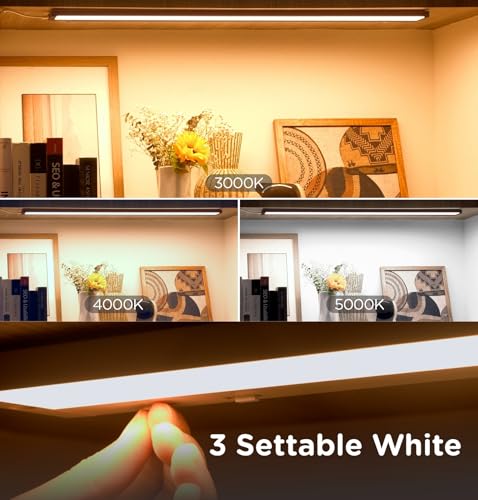 Image of Under Cabinet Lighting Plug in,9W 120V 3 Color 3000K /4000K /5000K,3 Brightness,Super Bright,Ultra Thin Under Counter Lights for Kitchen,Linkable LED Cabinet Light(16inch,Bronze,1Pack)