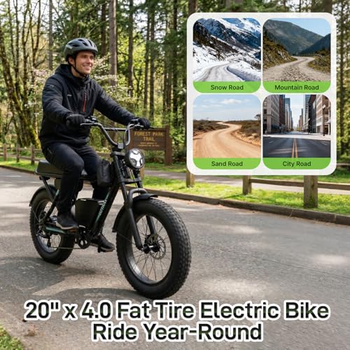 Gotrax R7 Electric Bike for Adults, 750W Motor, 25mph, Max 45-Mile Range, 20″ Fat Tire, UL Certified, 48V Removable Battery, Oversized Padded Seat, Basket&Frame Bag, Easy Assembly for City&All-Terrain