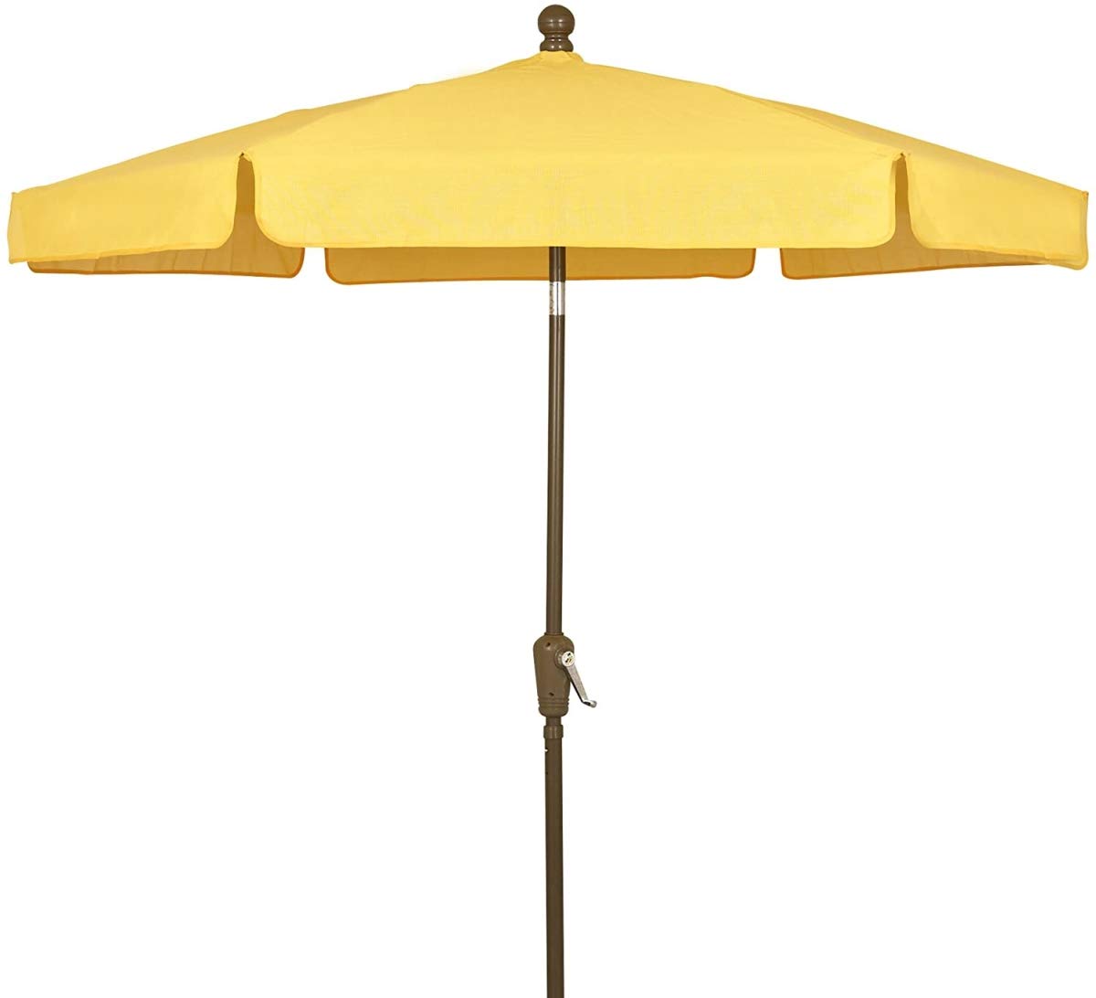 Fiberbuilt 7.5' Hex Garden Patio Umbrella 6 Rib Push Up Champagne Bronze with Yellow Vinyl Coated Weave Canopy