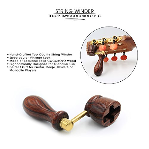 "COCOBOLO" Handcrafted Wooden Guitar String Winder by Tenor. Designed For Classical, Flamenco, Acoustic, Electric Guitars and Ukuleles. Made Of Solid Handpicked COCOBOLO Wood. Beautiful Vintage Look.