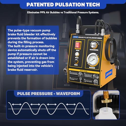Image of AUTOOL Brake Fluid Bleeder Kit Automatic Brake Pressure Bleeder 0.7~3bar | 3 Adapters