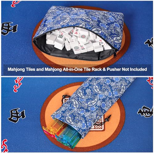 Empty Mahjong Bag azul para juego American Mahjong miniatura 4