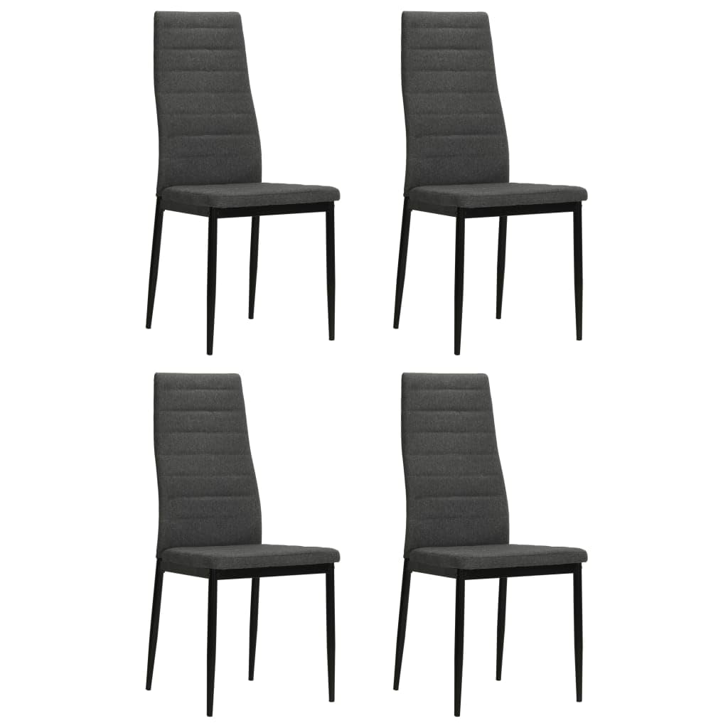4-Piece Dark Gray Fabric Dining Chairs Set with Steel Frame - Modern Comfortable Kitchen and Dining Room Furniture