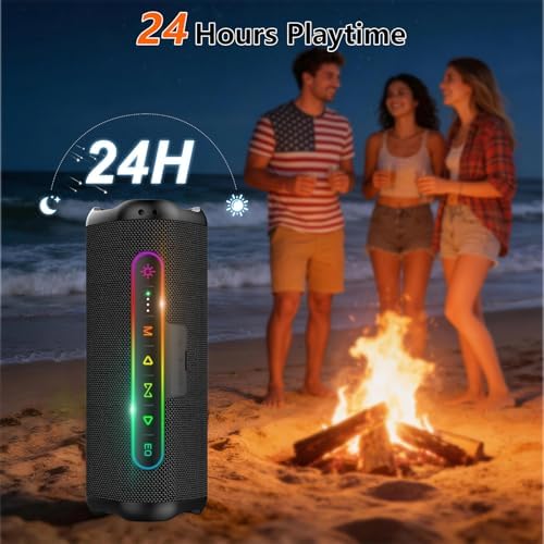 Magnetic Bluetooth Speaker for Golf Cart, 24H Playtime, IPX7 Waterproof, Wireless Outdoor Portable Speakers with Strong Magnet, Loud Stereo Sound for Golf, Bike, Camping, Party, Beach, Gifts for Men — view 6