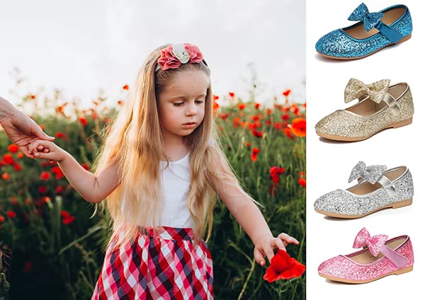 Girl Shoes Sparkly Shoes for Wedding Toddler Ballerina Flats Little Girls Dress Shoes3