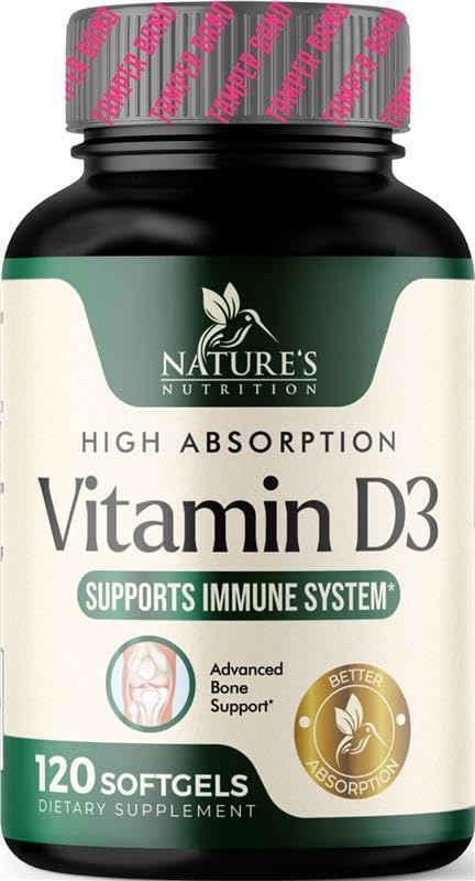 Vitamin D3 Supplement 5000IU (125 mcg) - Extra Strength Vitamins D-3 Dietary Softgels for Bone, Teeth, Muscle Health & Immune Support, Rapid Absorbtion Mini D Softgel, Gluten Free - 120 Count 120 Count (Pack of 1)