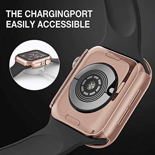 Image of Case Compatible with Apple Watch 40MM Series 6 /5 /4 /SE with Built-in Tempered Glass Screen Protector, All-Around Ultra-Thin Bumper Full Cover Hard PC Protective Case for iWatch