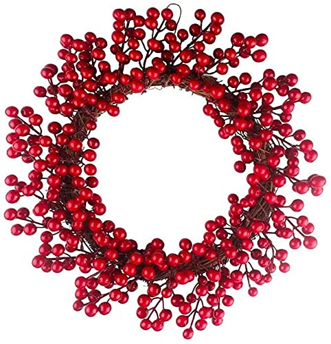 Guirlande de Noël décoration d'intérieur couronne de baies rouges artificielles denses 30 cm