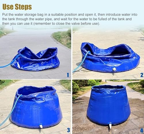 Emergency Water Storage Bag 2000L - 0.2-5Ton Large Capacity Collapsible Rainwater Collection System with Tap, Outdoor Water Transfer Reservoir, Durable and Portable