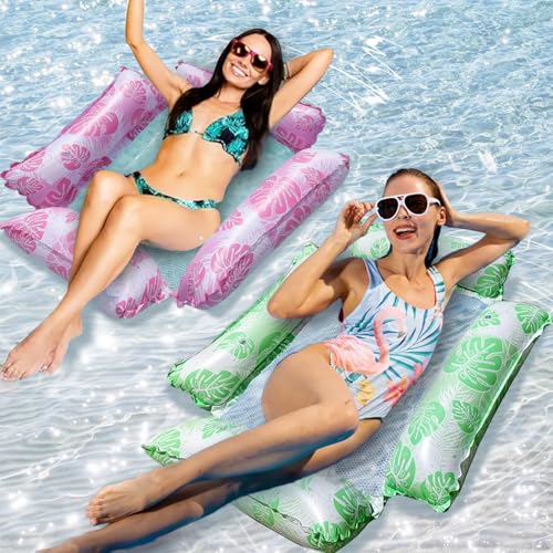 4 IN 1 Luftmatratze Schwimmbad, 2pcs Luftmatratze Pool Aufblasbare Hängematte, aufblasbar Wasser Hängematte, 4 In 1 aufb...