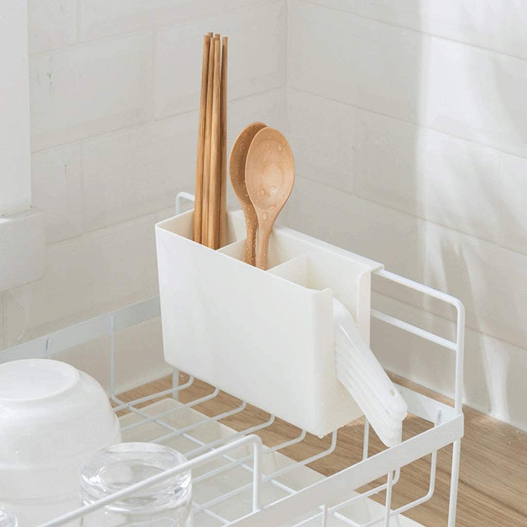 Escurreplatos Rejilla para secar Platos Rejilla para secar Platos de Cocina Capas Dobles Desmontables con Bandeja de Goteo Soporte para Utensilios En