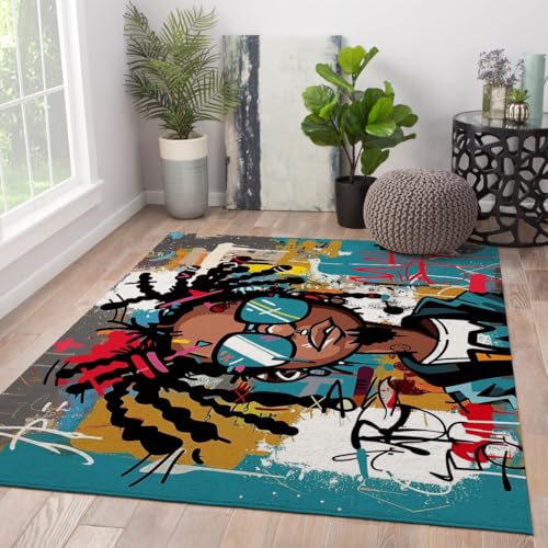 Tapis moderne lavable et antidérapant de grand format pour salle à manger