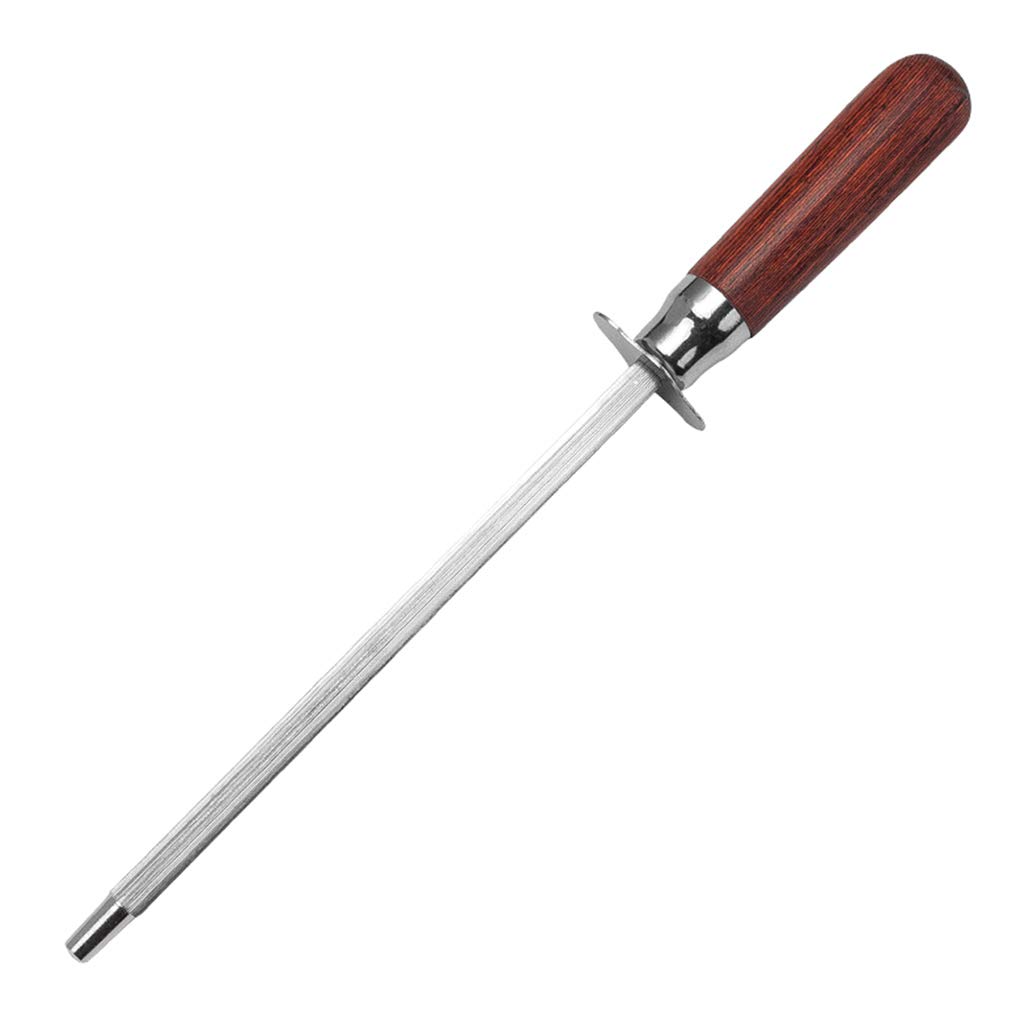qingqingR 10'' Professional Chef Knife Sharpener Rod Wooden Handle Sharpening Stick