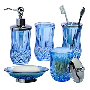 Bathroom Accessories Set,5 Pcs Blue...