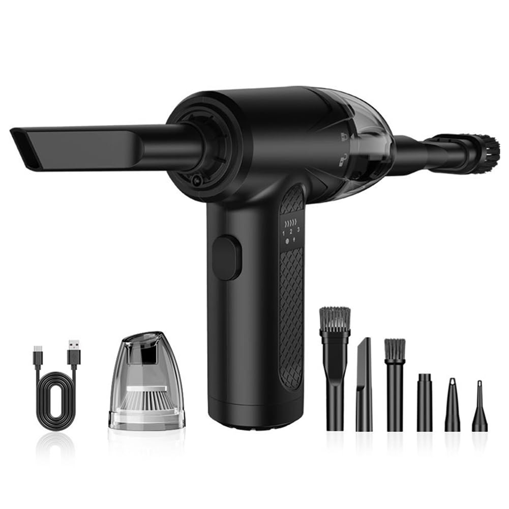 Bloepum 2-in-1 Air Blower & Vacuum Cleaner Cordless Duster Blower Powerful Suction Portable for Car Computer Vacuum Easy Install