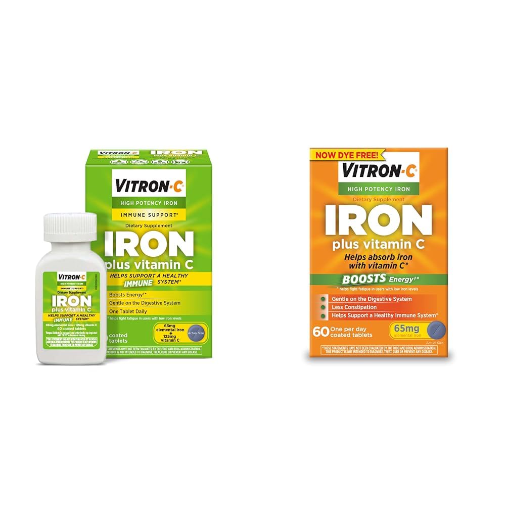 Vitron-CHigh Potency Iron Supplement with Vitamin C, 60 Count, Pack of 2