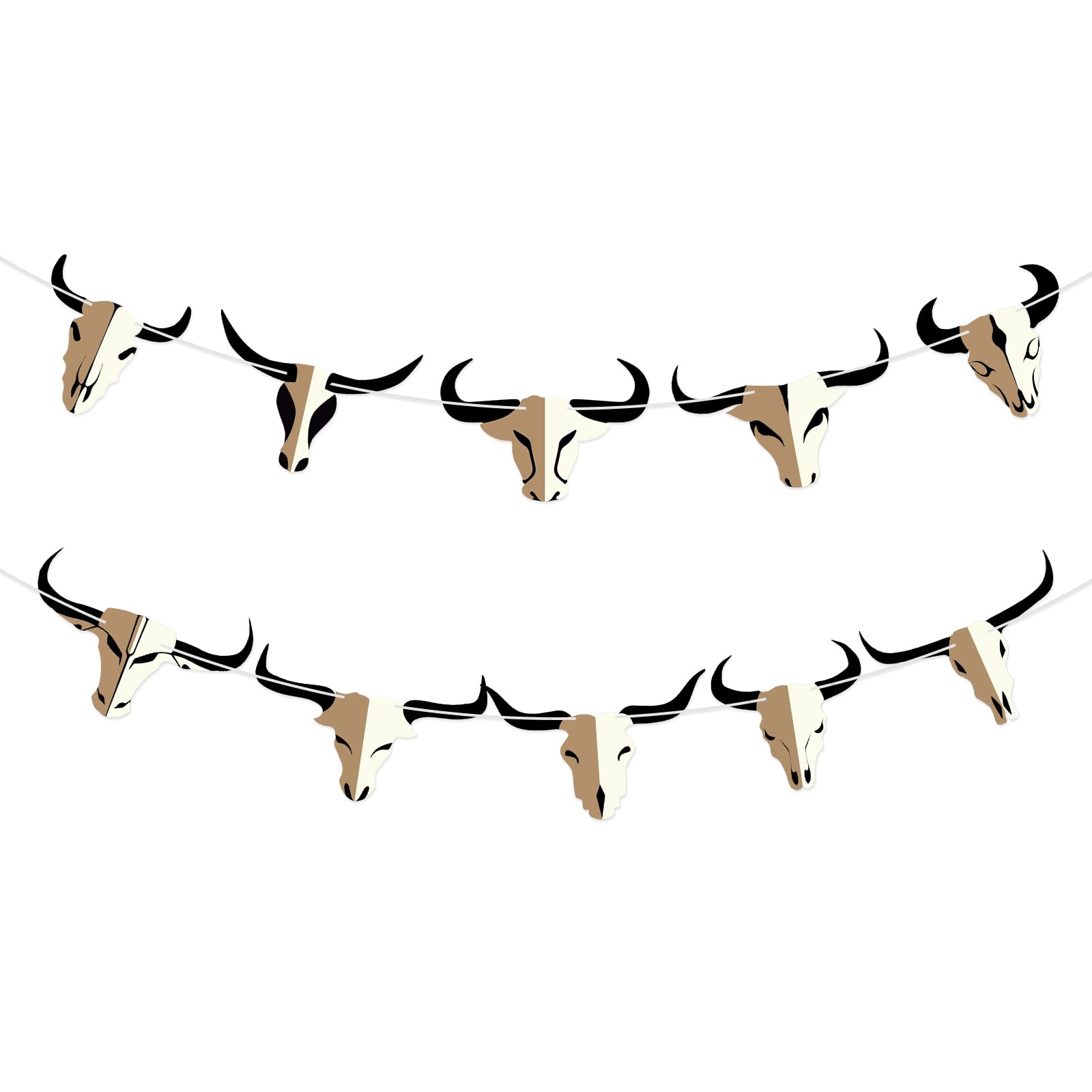 Hooqict Western Cowboy Rodeo Party Banner Western Birthday Party Decorations Bull Skull Banner Western Happy Birthday Banner Garland for Wild West